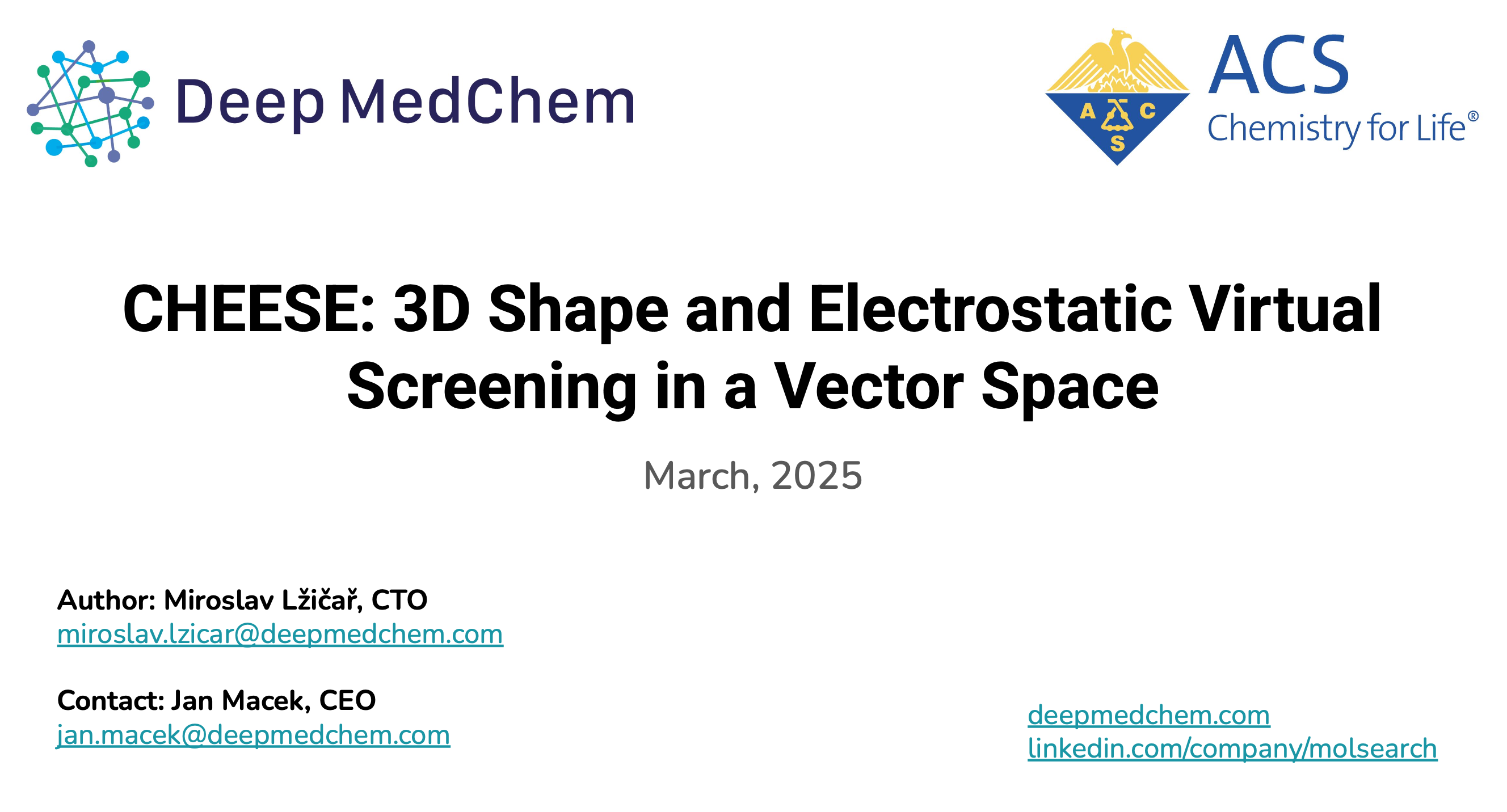 Thumbnail for ACS Spring: 3D Shape and Electrostatic Virtual Screening in a Vector Space
